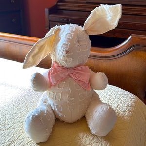 Two’s Company 100% Cotton Bunny, Wired Ears, Cream w/ Pink Bow.